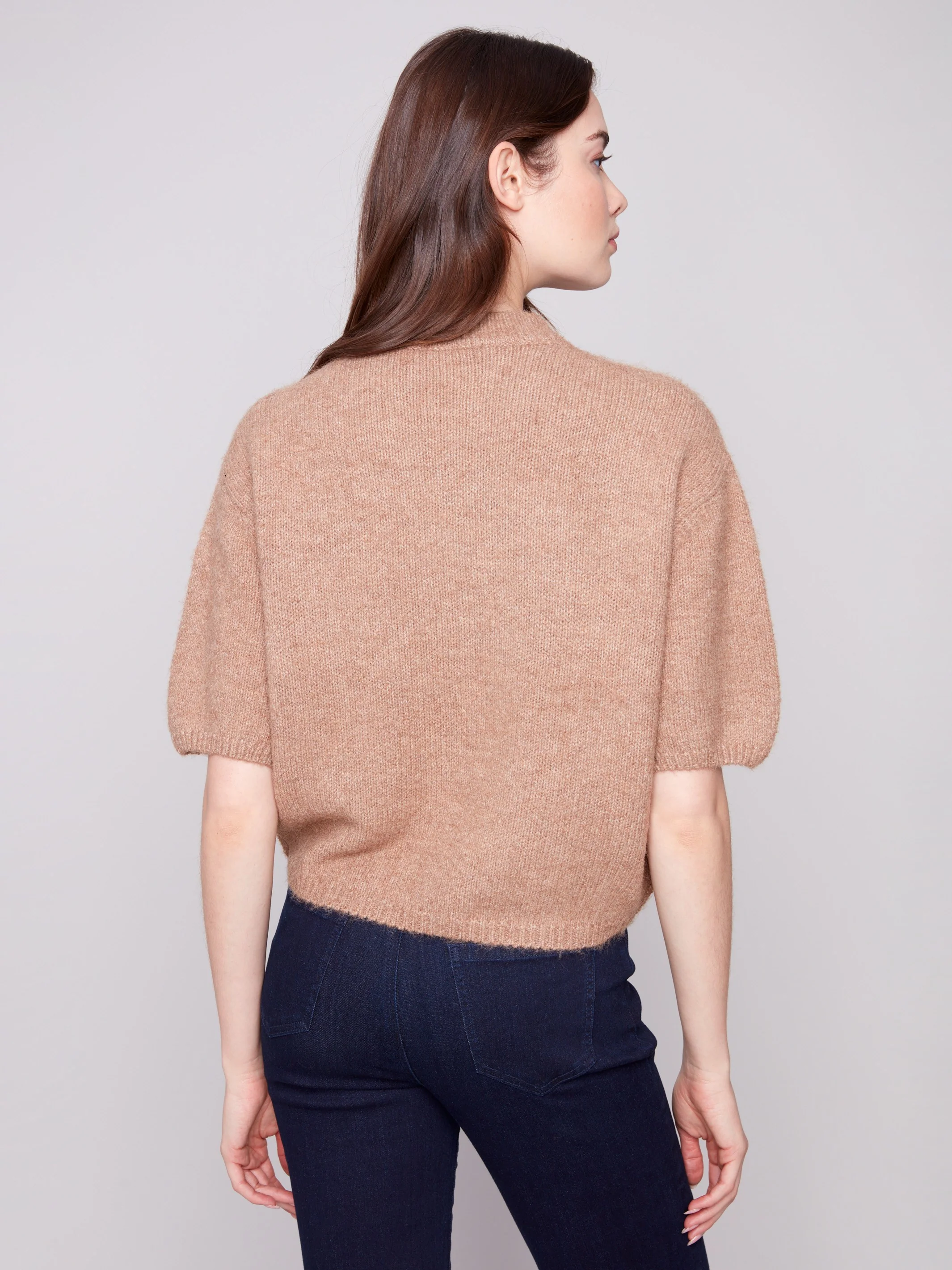 Balloon Elbow Sleeve Knit Sweater - Truffle - WHSBYS