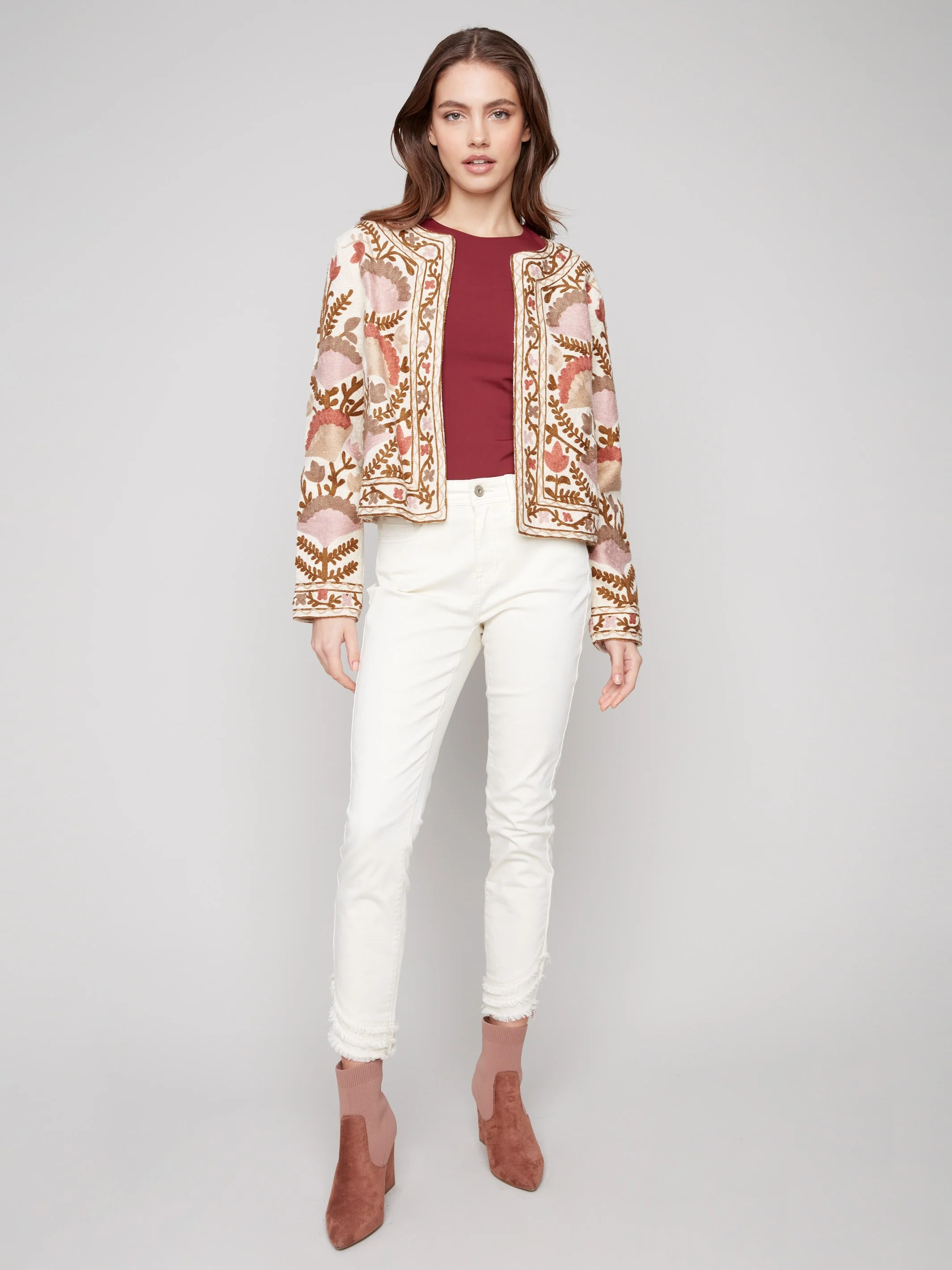 Embroidered Open Front Jacket - Ceremony - WHSBYS