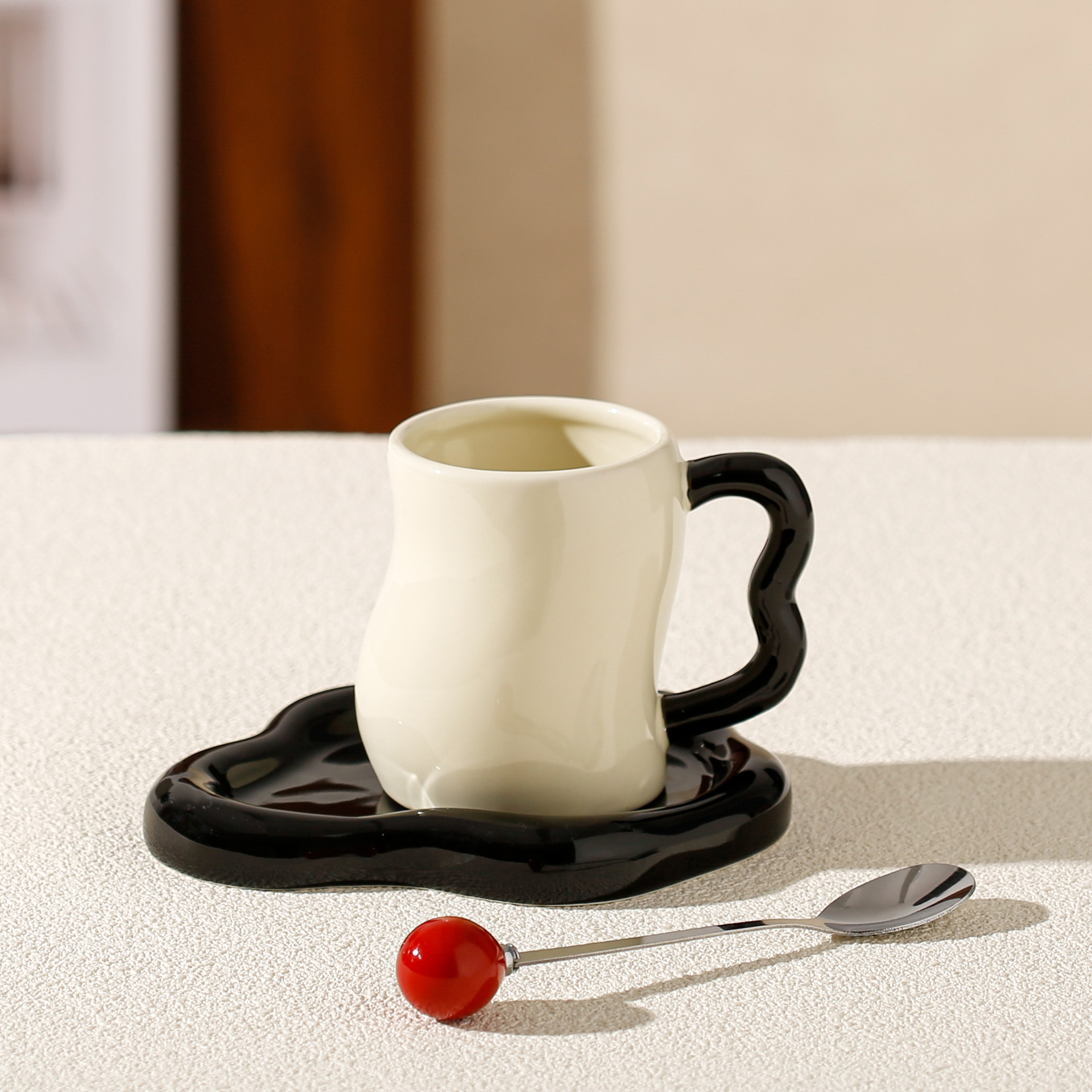 Irregular Ceramic Cup and Saucer