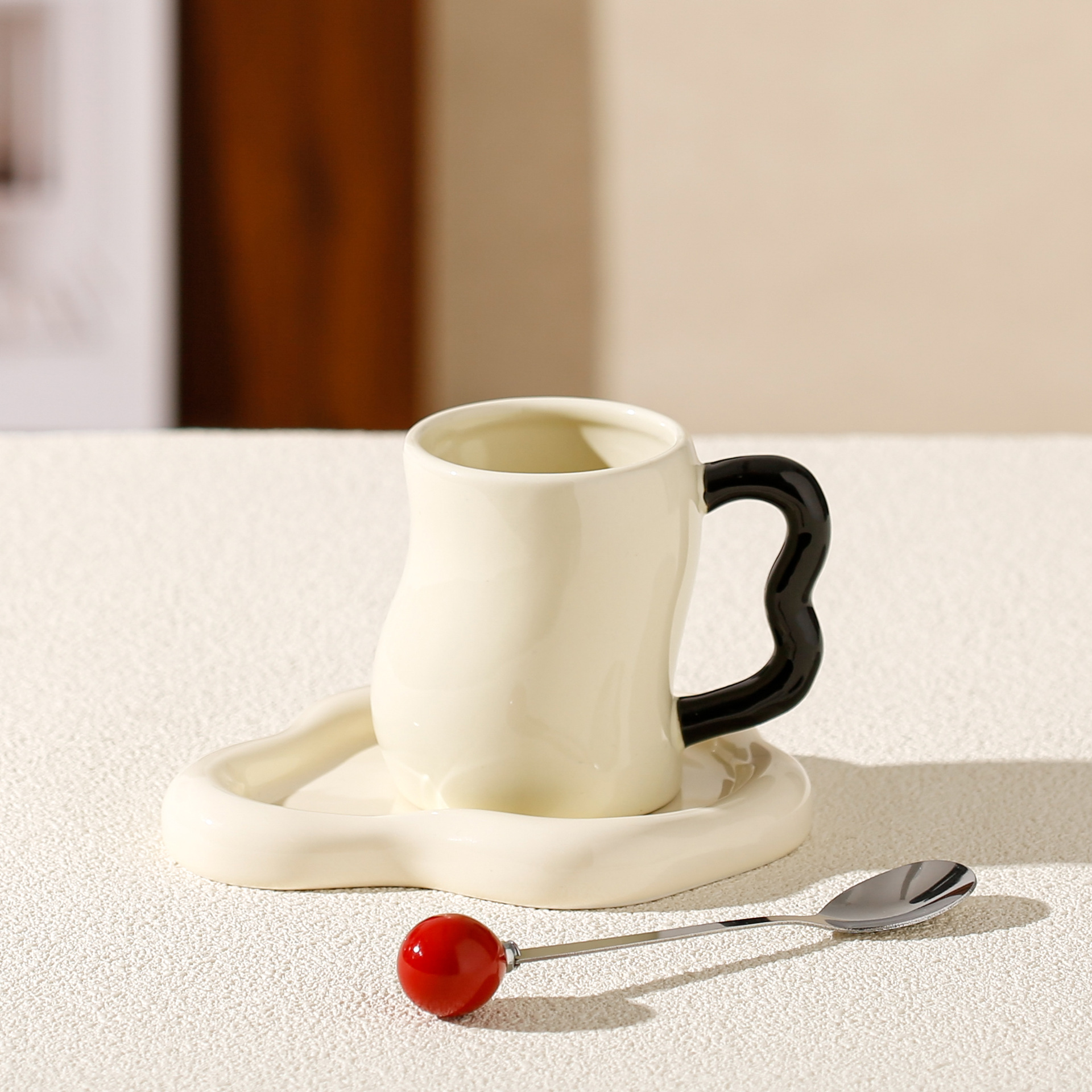 Irregular Ceramic Cup and Saucer