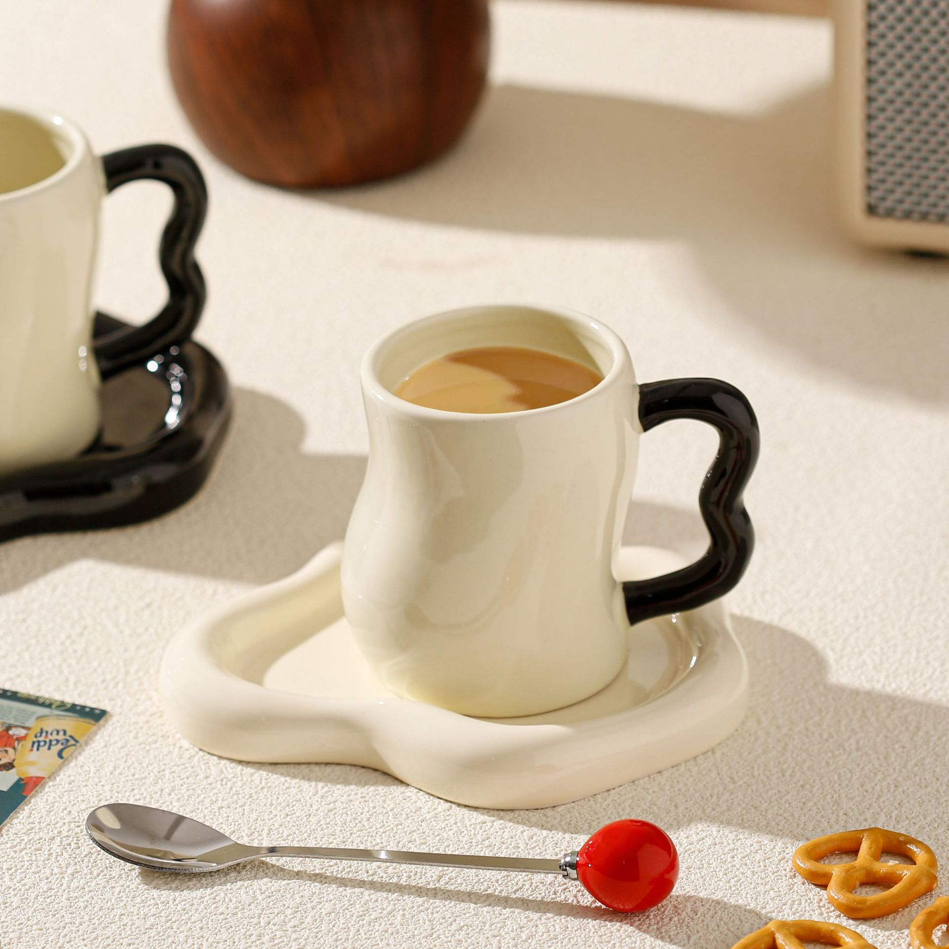 Irregular Ceramic Cup and Saucer