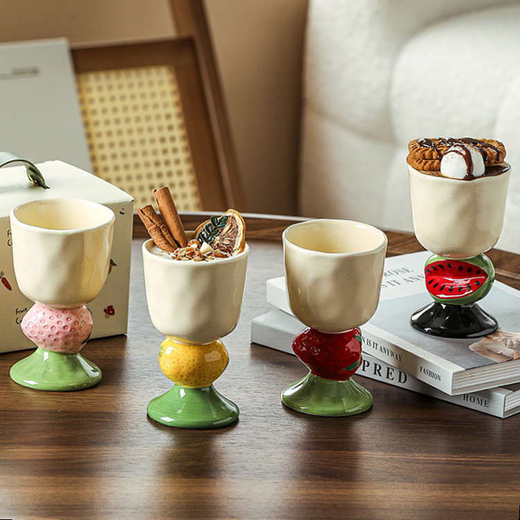 Strawberry Ceramic Goblet