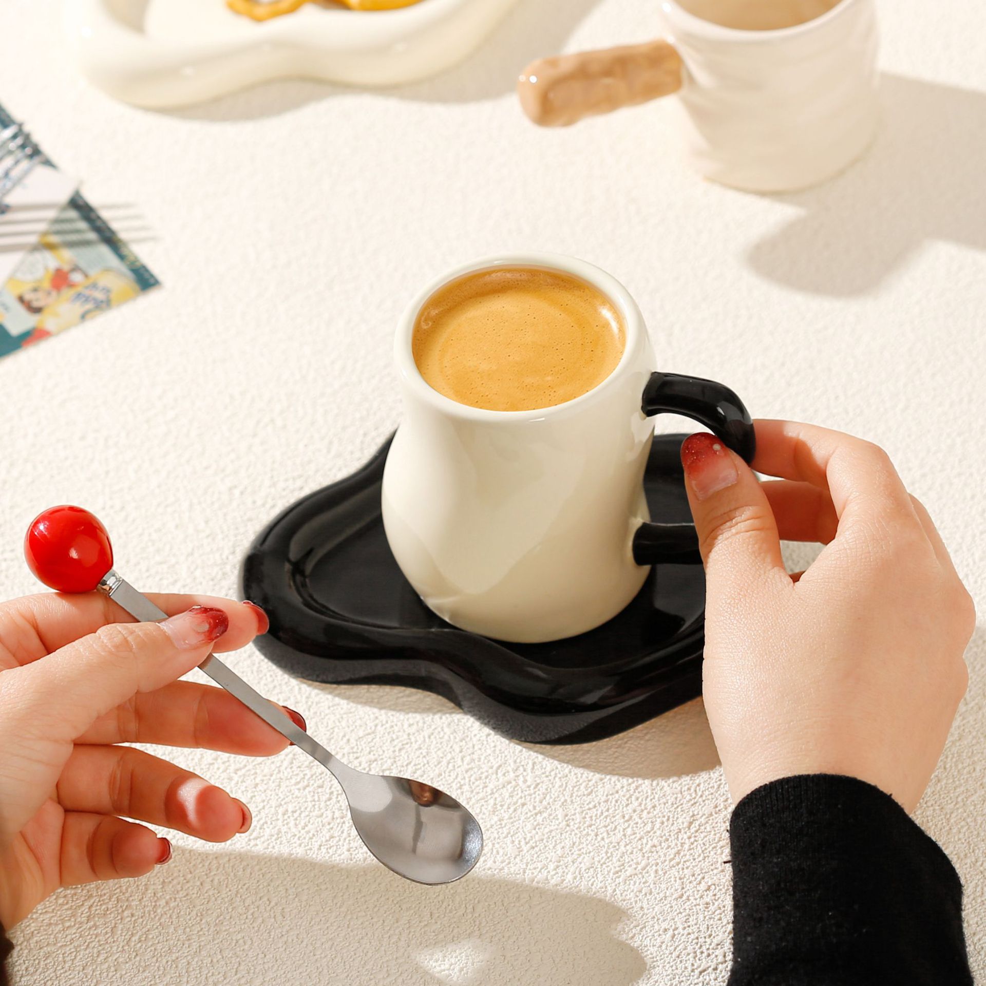 Irregular Ceramic Cup and Saucer