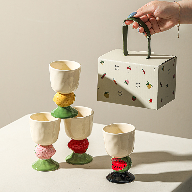 Strawberry Ceramic Goblet