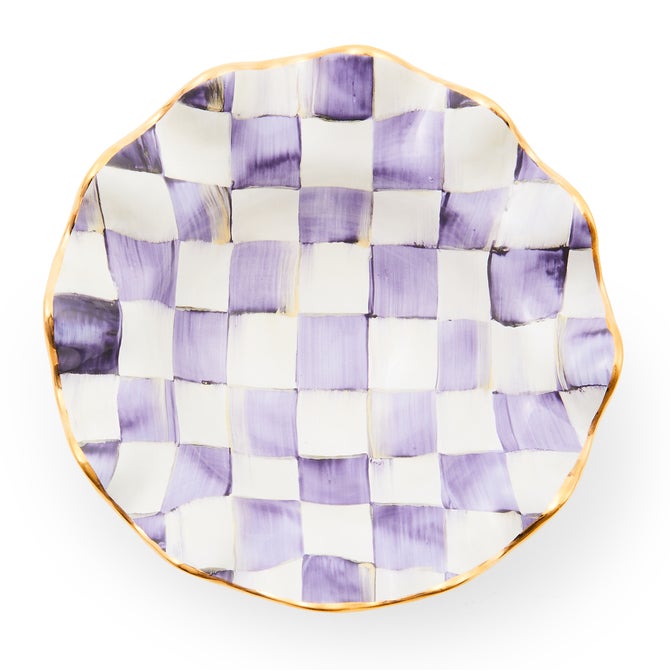 Plum Check Ceramic Fluted Breakfast Bowl - {current_domain}