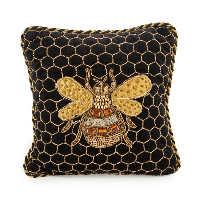 Queen Bee Black Throw Pillow - {current_domain}
