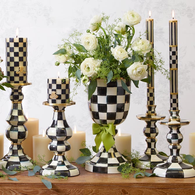 Courtly Check Medium Enamel Candlestick - {current_domain}