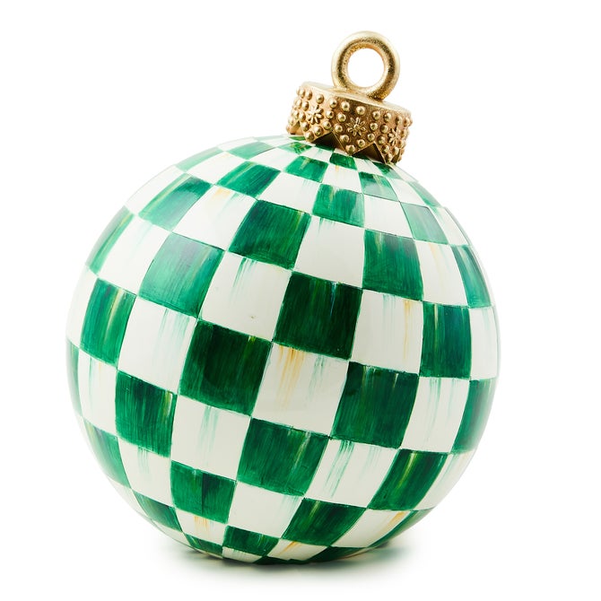 Dark Green Check Tabletop Ornament - {current_domain}