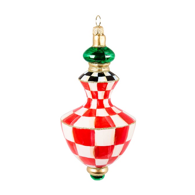Check It Out Hourglass Drop Glass Ornament - {current_domain}