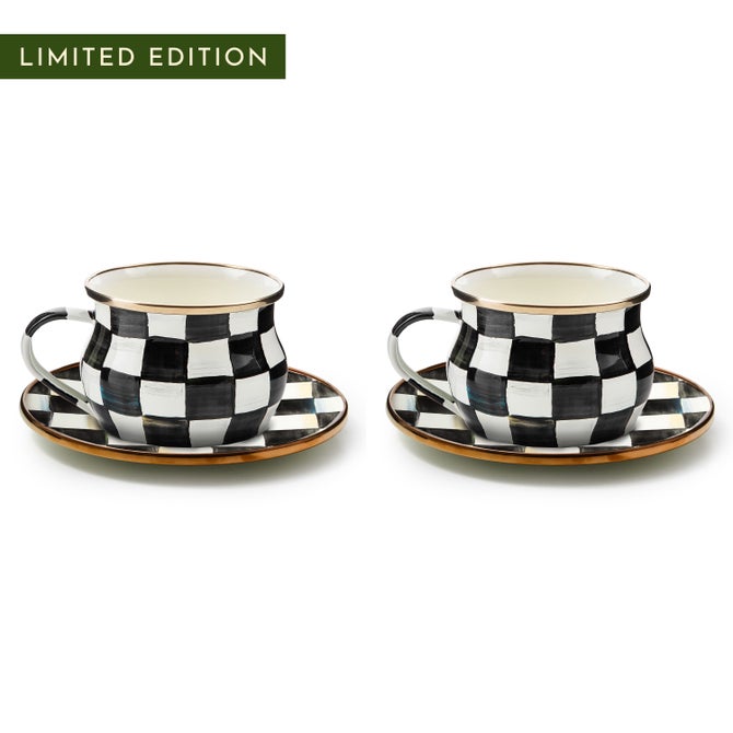 Courtly Check Teacup & Saucer Set For 2 - {current_domain}