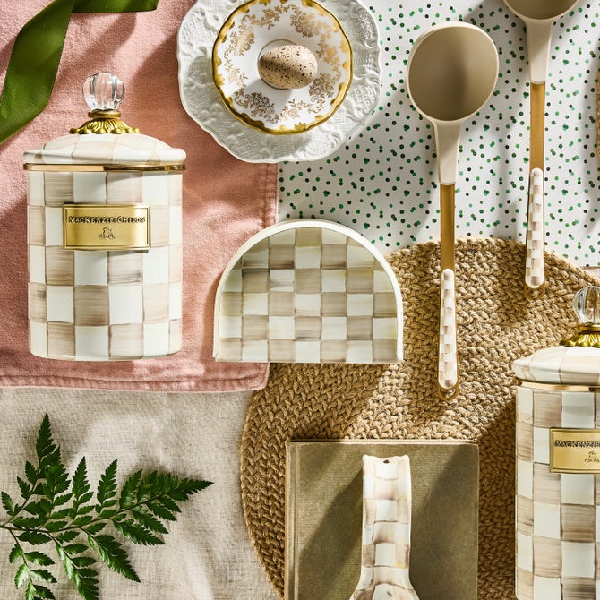 Mocha Check Napkin Holder - {current_domain}