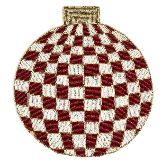 Red Check Ornament Beaded Placemat - {current_domain}