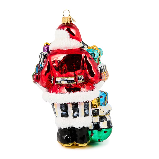 Santa with Gifts Glass Ornament - {current_domain}
