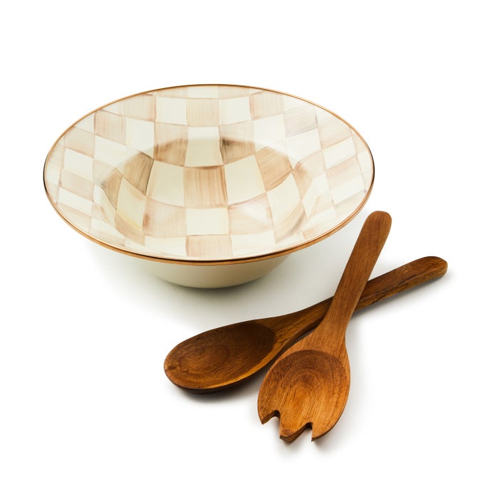 Mocha Check Salad Serving Set - {current_domain}
