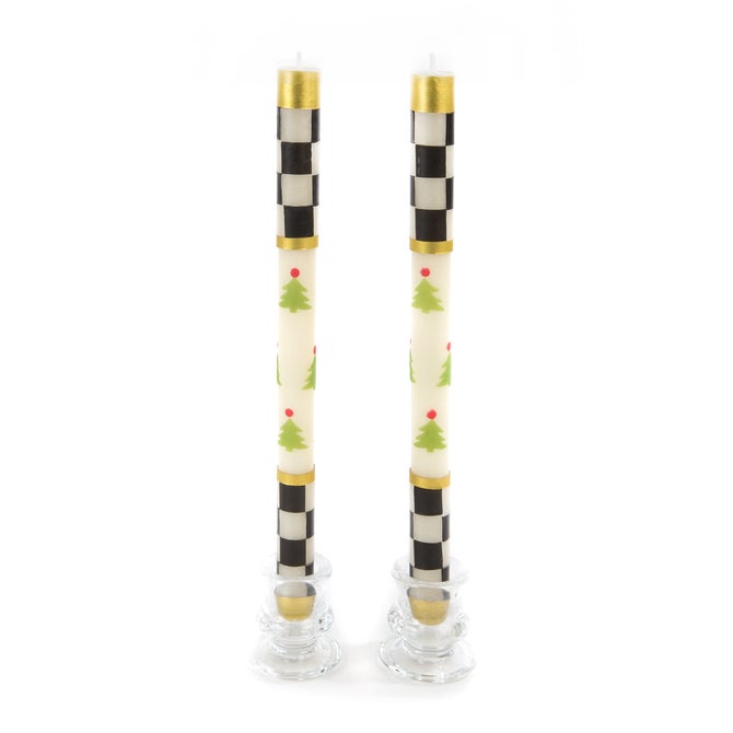 Christmas Tree Dinner Candles - Check Bands - Set of 2 - {current_domain}
