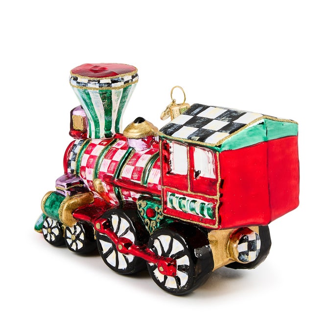 Check It Out Train Glass Ornament - {current_domain}