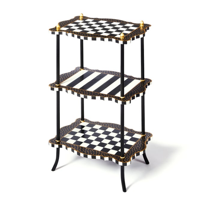 Black & White Check and Stripe 3 Tier Table - {current_domain}