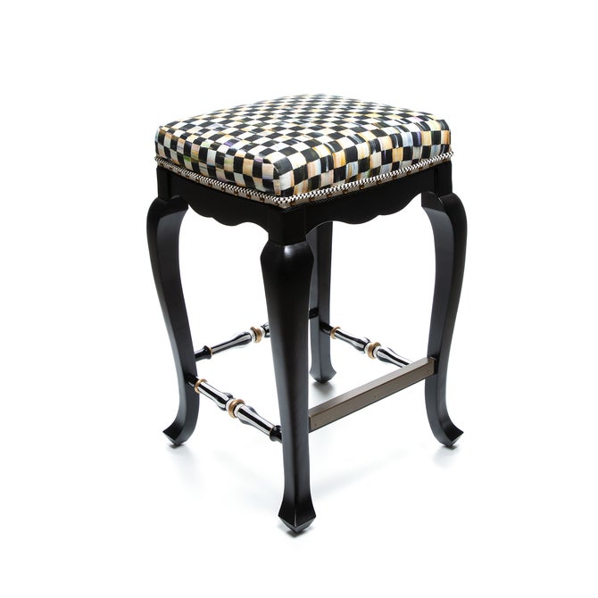 Courtly Check Black Counter Stool - {current_domain}