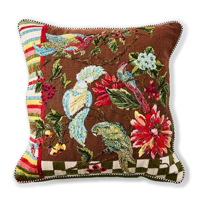 Green Check Birdsong Throw Pillow - {current_domain}