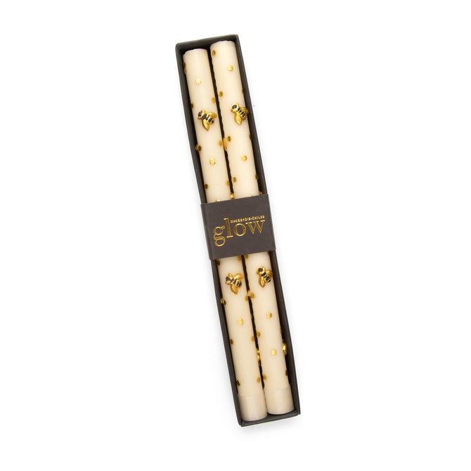 Bee Gold Dinner Candles, Set of 2 - {current_domain}