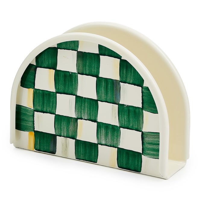 Emerald Check Enamel Napkin Holder - {current_domain}