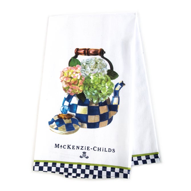 Hydrangea Tea Kettle Dish Towel - {current_domain}