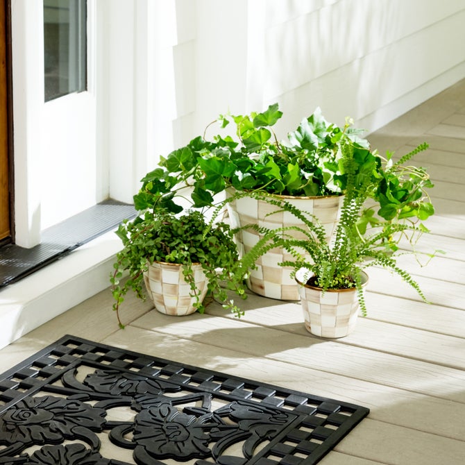 Enamel Check Small Garden Pot - {current_domain}