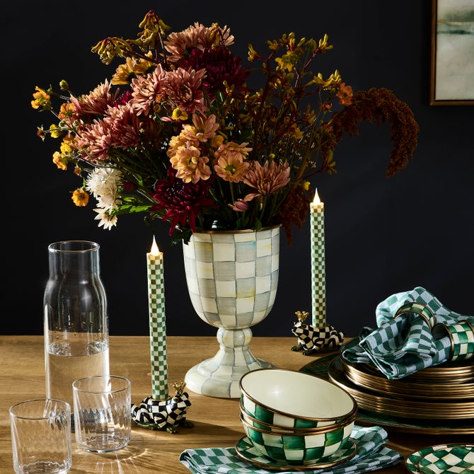 Sterling Check Pedestal Vase - {current_domain}