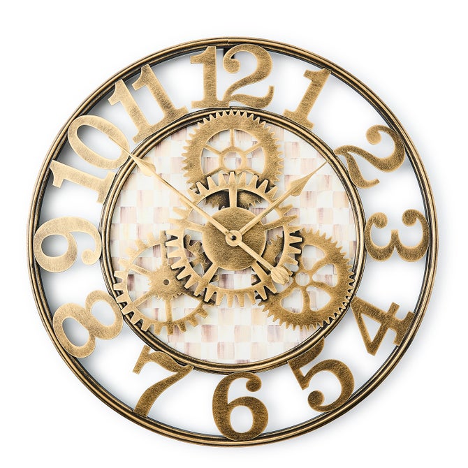 Mocha Check Small Farmhouse Wall Clock - {current_domain}