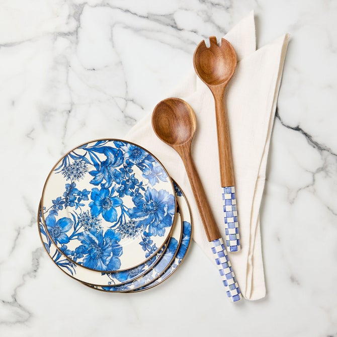Royal Check Wood Salad Servers - {current_domain}