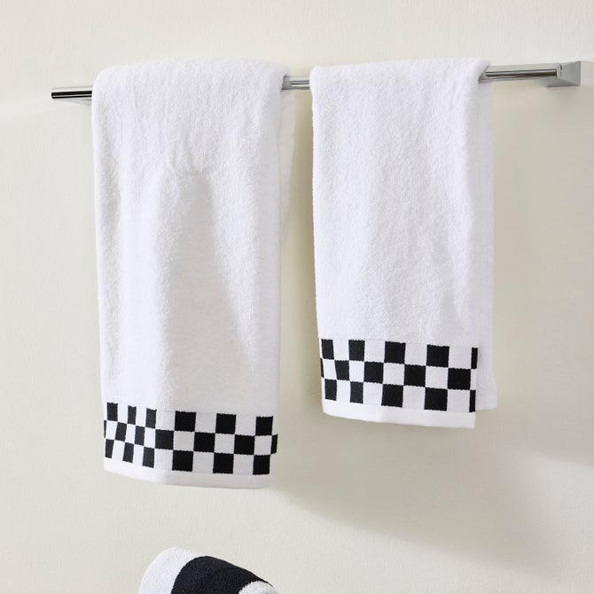 Bath Towel with Black Check Border - {current_domain}