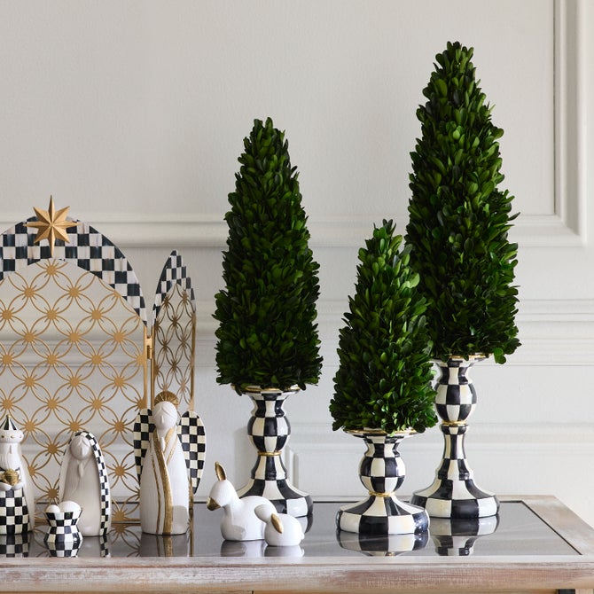 Courtly Check Large Pedestal Boxwood Tree - {current_domain}