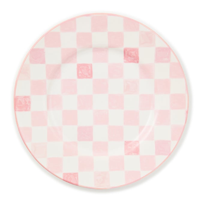 Pink Check Dinner Plate - {current_domain}
