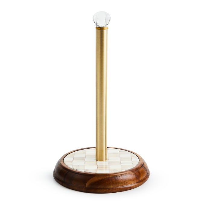 Mocha Check Wood Paper Towel Holder - {current_domain}