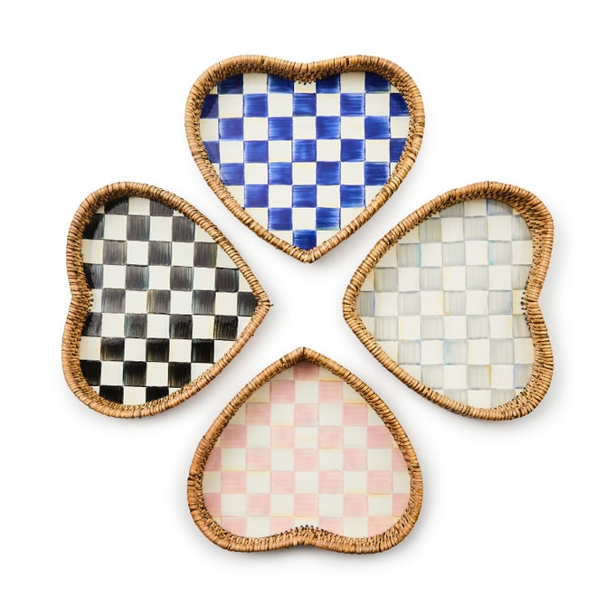 Courtly Check Enamel & Rattan Heart Tray - {current_domain}