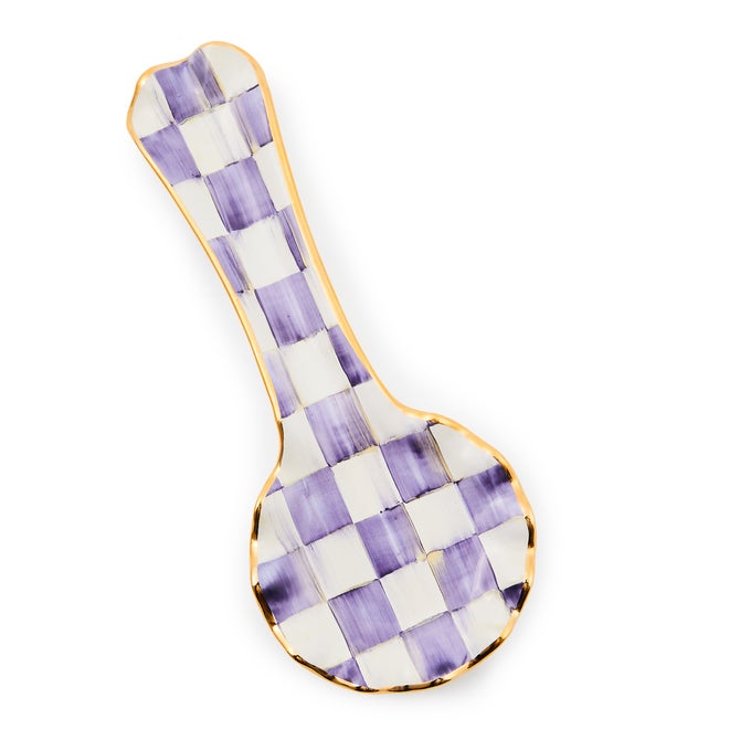 Plum Check Ceramic Spoon Rest - {current_domain}