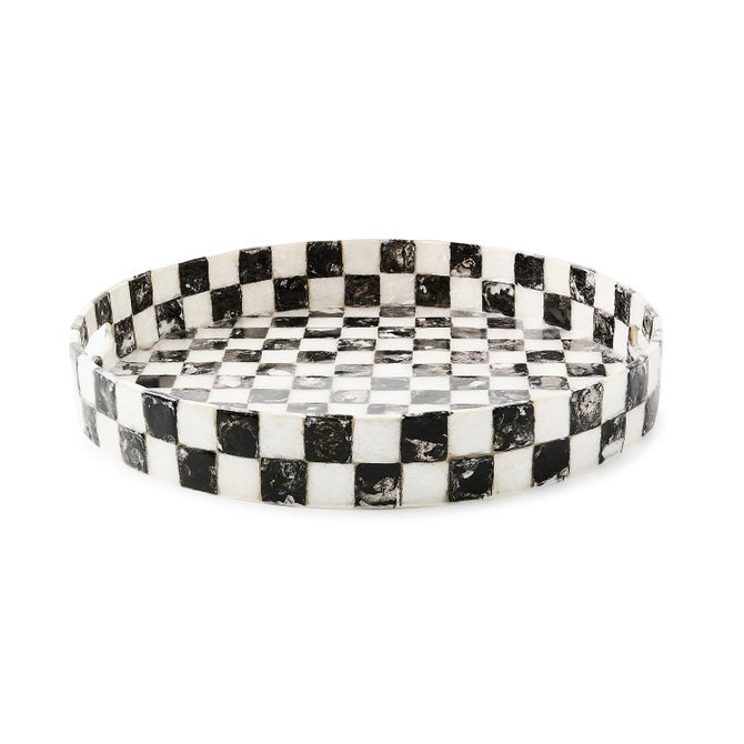 Courtly Check Capiz Round Tray - {current_domain}