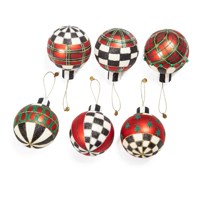 Tartan Glass Large Ball Ornaments, Set of 6 - {current_domain}