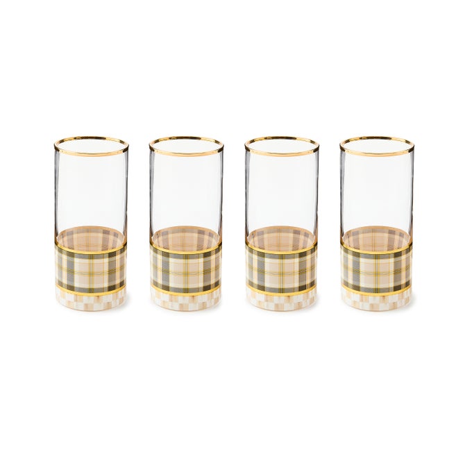 Tartan Mocha Highball Glass, Set of 4 - {current_domain}