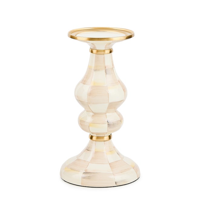 Mocha Check Medium Pillar Candlestick - {current_domain}