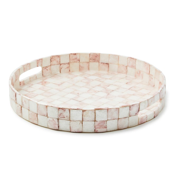 Rosy Check Capiz Round Tray - {current_domain}