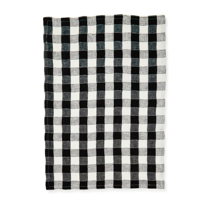 Black Check Linen Dish Towel - {current_domain}