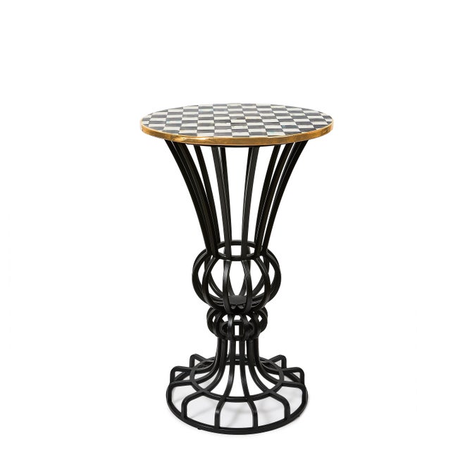 Courtly Check Pedestal Accent Table - {current_domain}
