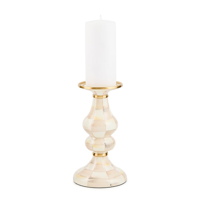 Mocha Check Medium Pillar Candlestick - {current_domain}