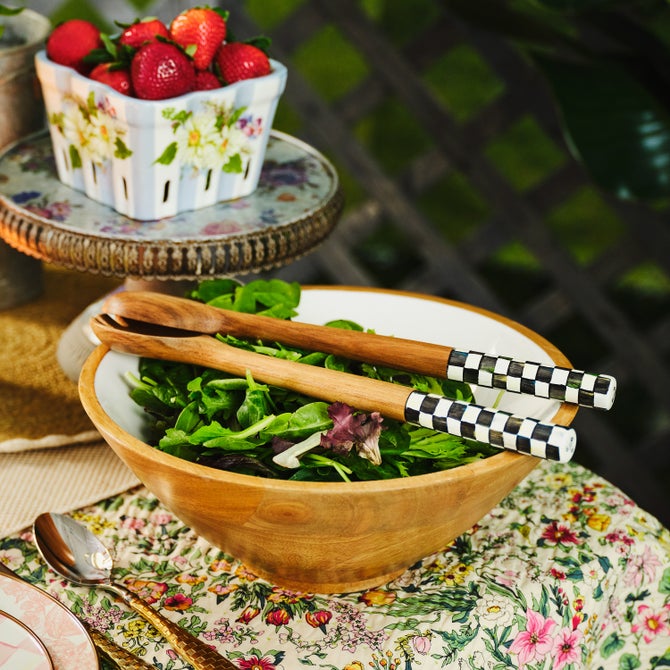 Enamel & Wood Salad Servers - {current_domain}