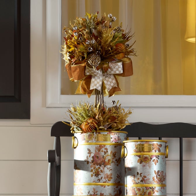 Mocha Check Harvest Topiary - {current_domain}