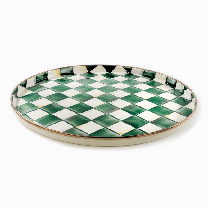 Emerald Check Round Tray - {current_domain}