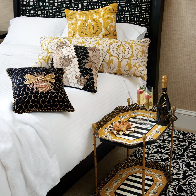 Queen Bee Black Throw Pillow - {current_domain}