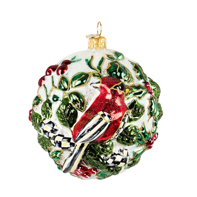 Cardinal Ball Glass Ornament - {current_domain}