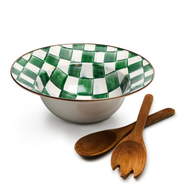 Emerald Check Salad Serving Set - {current_domain}
